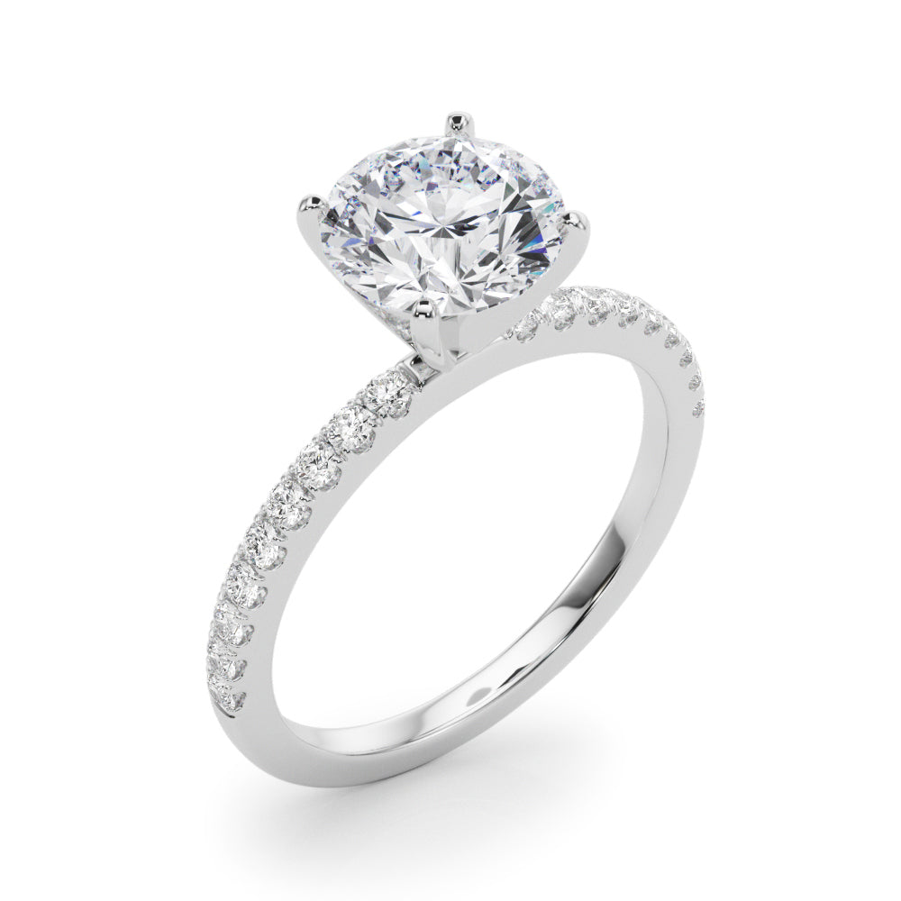 14K White Gold Engagement Ring  51162 Shank With 0.27 TCW Diamond (Lab Grown VS-SI1, E/F/G)