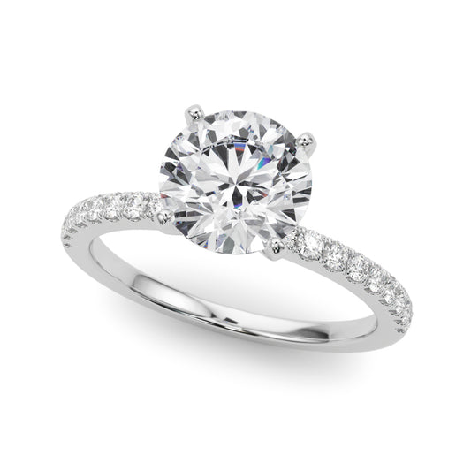 14K White Gold Engagement Ring  51162 Shank With 0.27 TCW Diamond (Lab Grown VS-SI1, E/F/G)