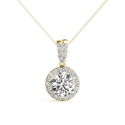 14K Yellow Gold Pendants Halo With 0.37 TCW Diamond (Lab Grown VS-SI1, E/F/G)