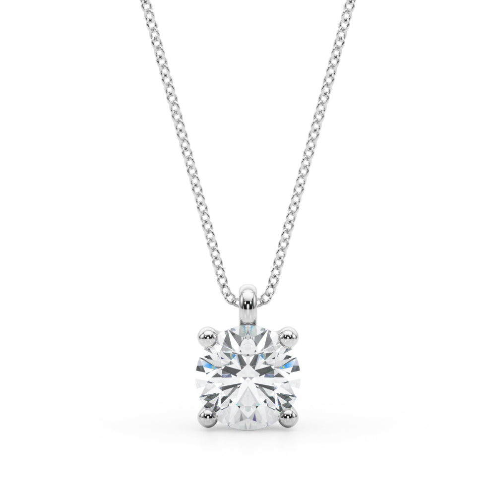 14K White Gold Round Solitaire Pendant With 0.50 TCW Diamond (Lab Grown VS-SI1, E/F/G)