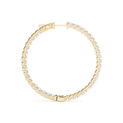 14K Yellow Gold .75 Inch 4 Prong Round Hoop With 0.25 TCW Diamond (Lab Grown VS-SI1, E/F/G)