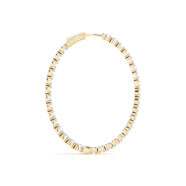 14K Yellow Gold 1.2 Inch 4 Prong Oval Hoop With 1.10 TCW Diamond (Lab Grown VS-SI1, E/F/G)