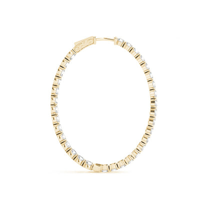 14K Yellow Gold 1.2 Inch 4 Prong Oval Hoop With 1.10 TCW Diamond (Lab Grown VS-SI1, E/F/G)