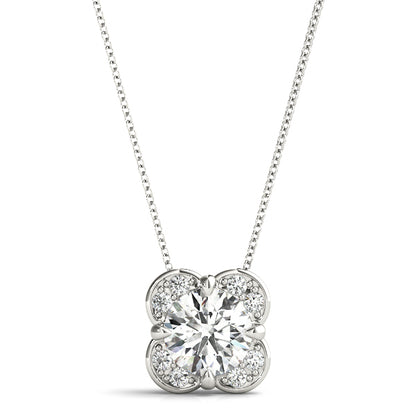14K White Gold Pendants Halo With 0.57 TCW Diamond (Lab Grown VS-SI1, E/F/G)