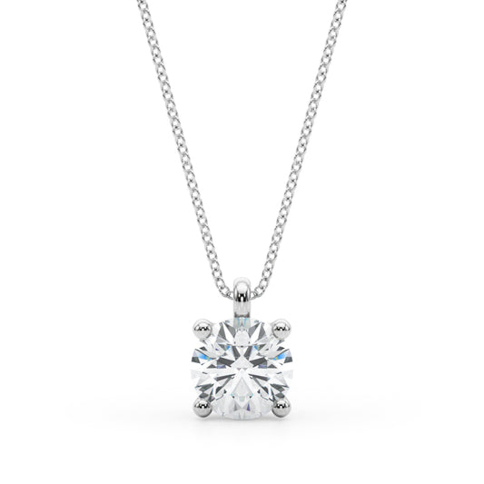 14K White Gold Round Solitaire Pendant With 0.75 TCW Diamond (Lab Grown VS-SI1, E/F/G)