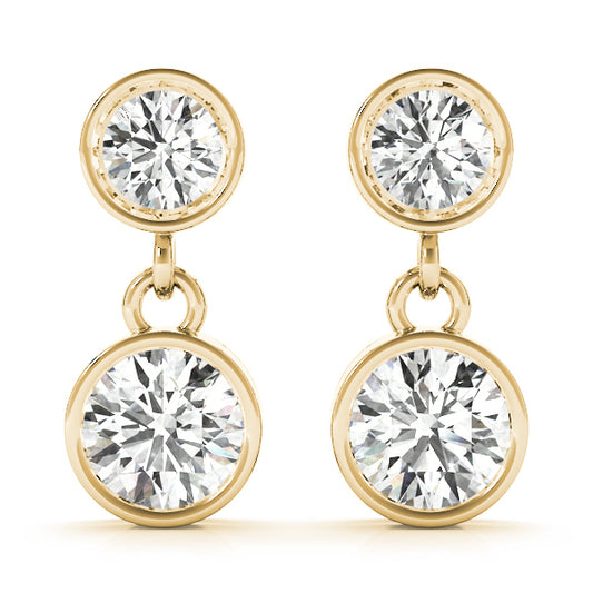 14K Yellow Gold Earrings Single Stone With 0.25 TCW Diamond (Lab Grown VS-SI1, E/F/G)