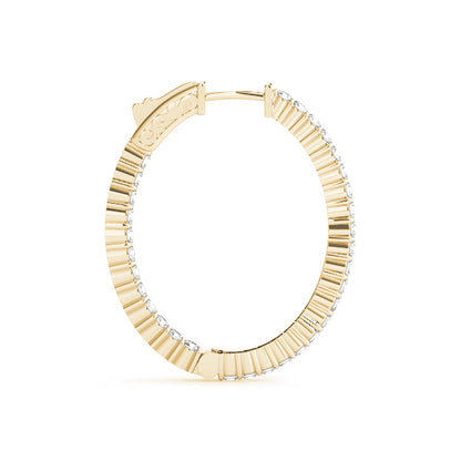 14K Yellow Gold 1.25 Inch 2 Prong Oval Hoop With 2.61 TCW Diamond (Lab Grown VS-SI1, E/F/G)