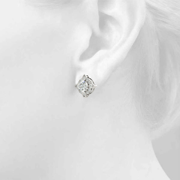 14K White Gold Fashion Earrings With 0.63 TCW Diamond (Lab Grown VS-SI1, E/F/G)