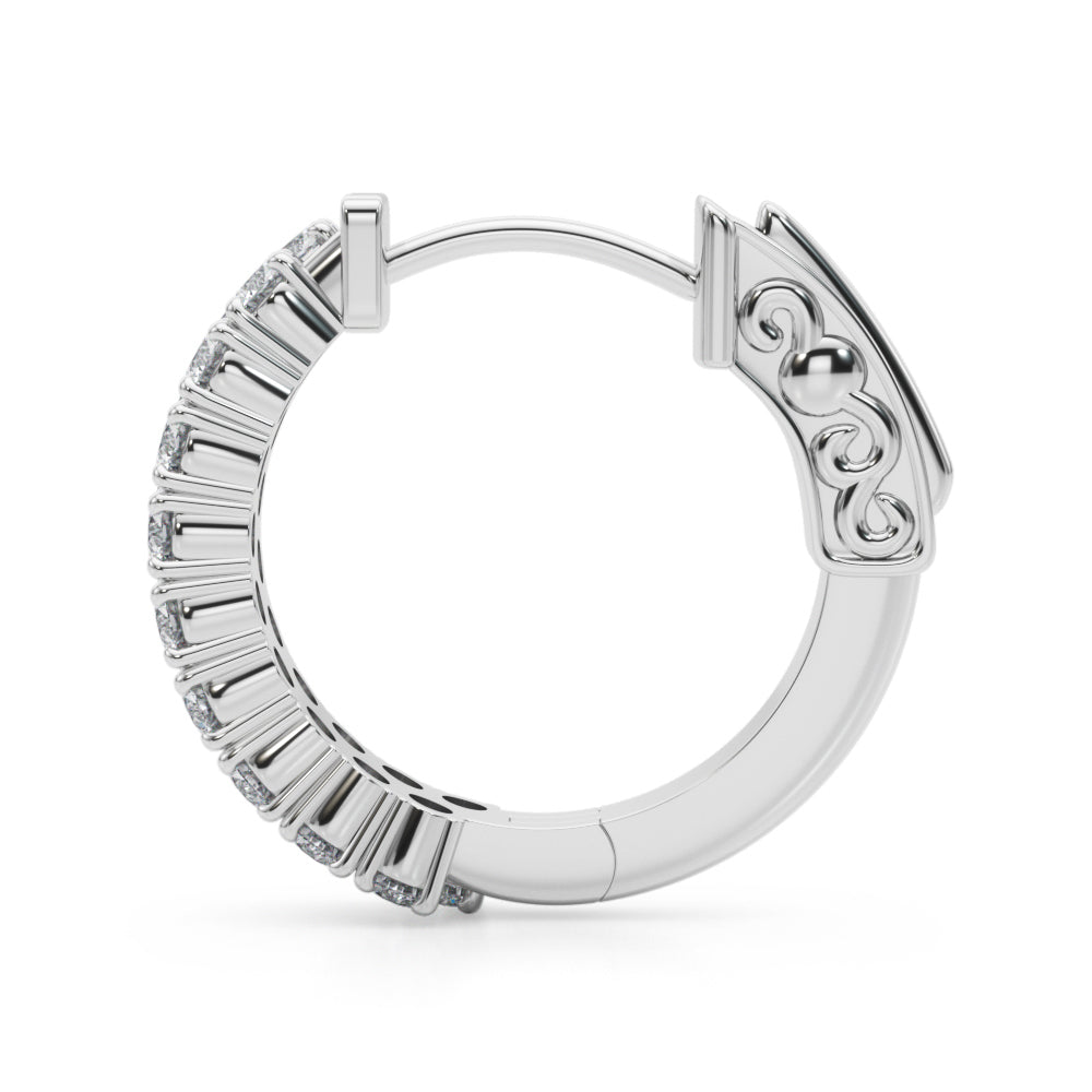 14K White Gold Double Row Vault Lock Hoops With 0.57 TCW Diamond (Lab Grown VS-SI1, E/F/G)