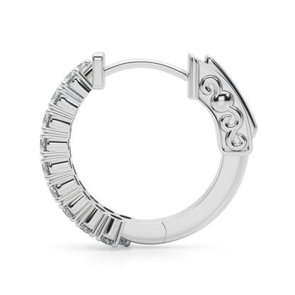 14K White Gold Double Row Vault Lock Hoops With 0.57 TCW Diamond (Lab Grown VS-SI1, E/F/G)