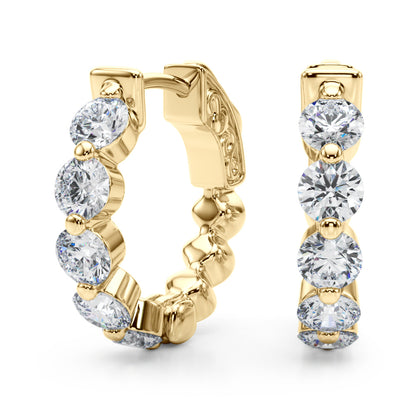 14K Yellow Gold Single Row Vault Lock Hoops With 0.50 TCW Diamond (Lab Grown VS-SI1, E/F/G)