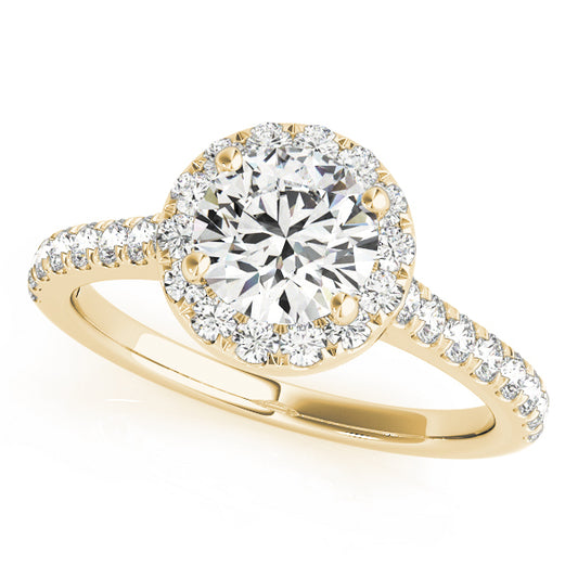 14K Yellow Gold Engagement Rings Halo Round With 0.31 TCW Diamond (Lab Grown VS-SI1, E/F/G)