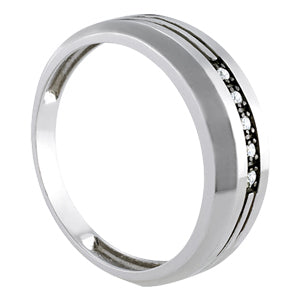 14K White Gold Gents Ring Channel Bands With 0.05 TCW Diamond (I1, H-I)