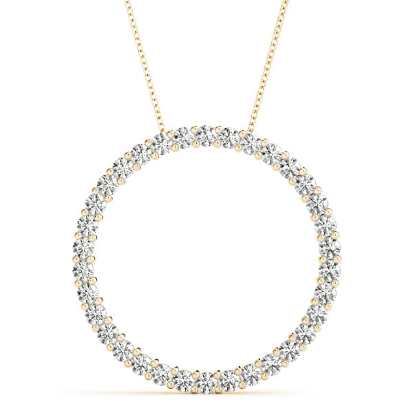 14K Yellow Gold Pendants Circle With 0.49 TCW Diamond (SI2, H-I)
