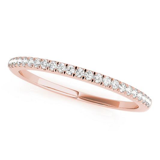14K Rose Gold Wedding Bands Prong Set With 0.13 TCW Diamond (SI1-SI2, G-H)