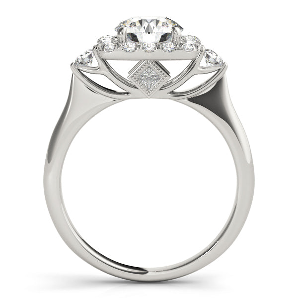 14K White Gold Engagement Rings Halo Round With 0.48 TCW Diamond (SI1, G)