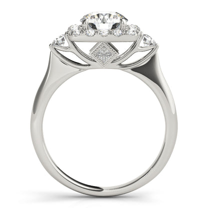 14K White Gold Engagement Rings Halo Round With 0.48 TCW Diamond (SI1, G)