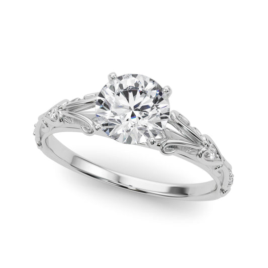 14K White Gold Engagement Ring With 0.03 TCW Diamond (SI1-SI2, G-H)
