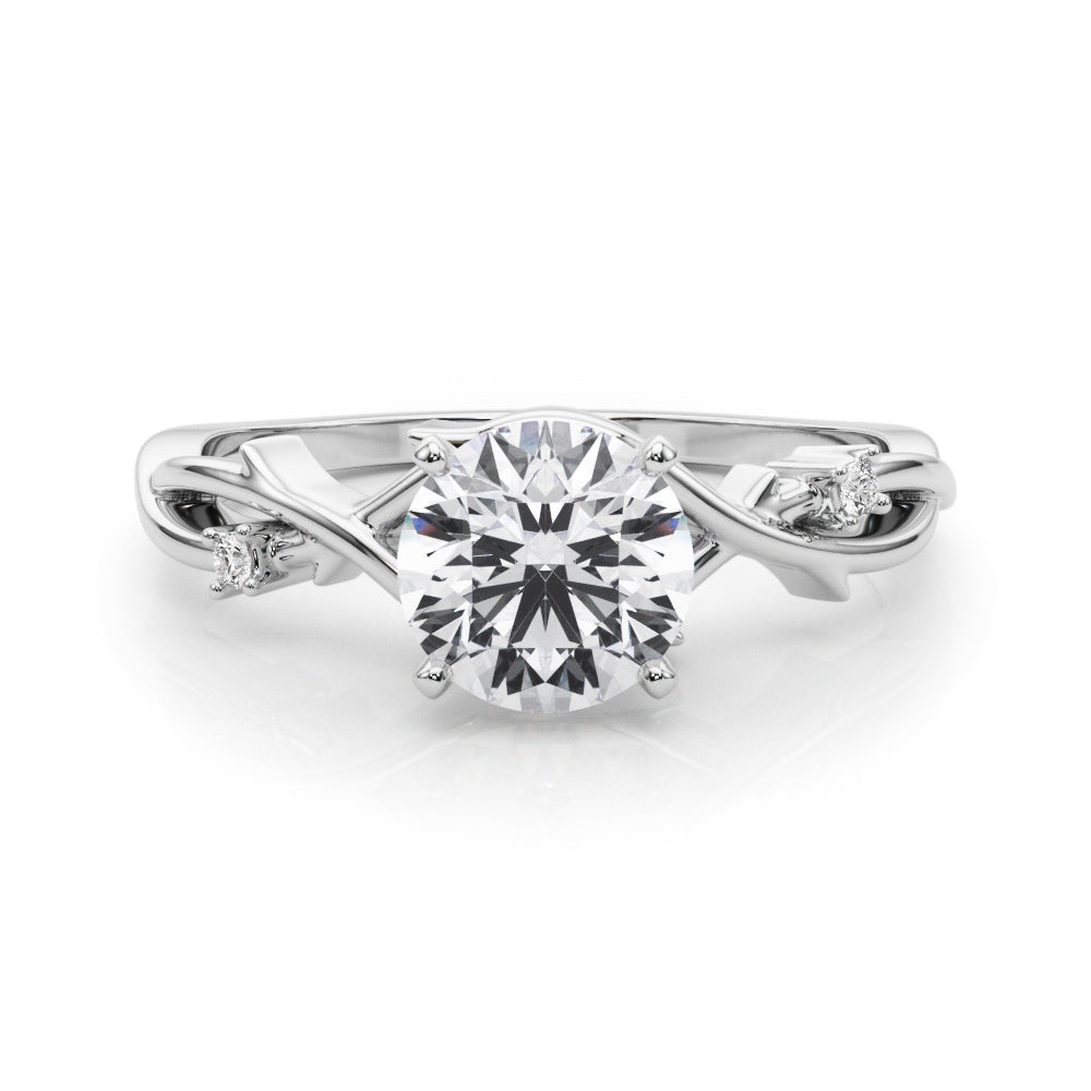 14K White Gold Engagement Rings With 0.02 TCW Diamond (SI1-SI2, G-H)