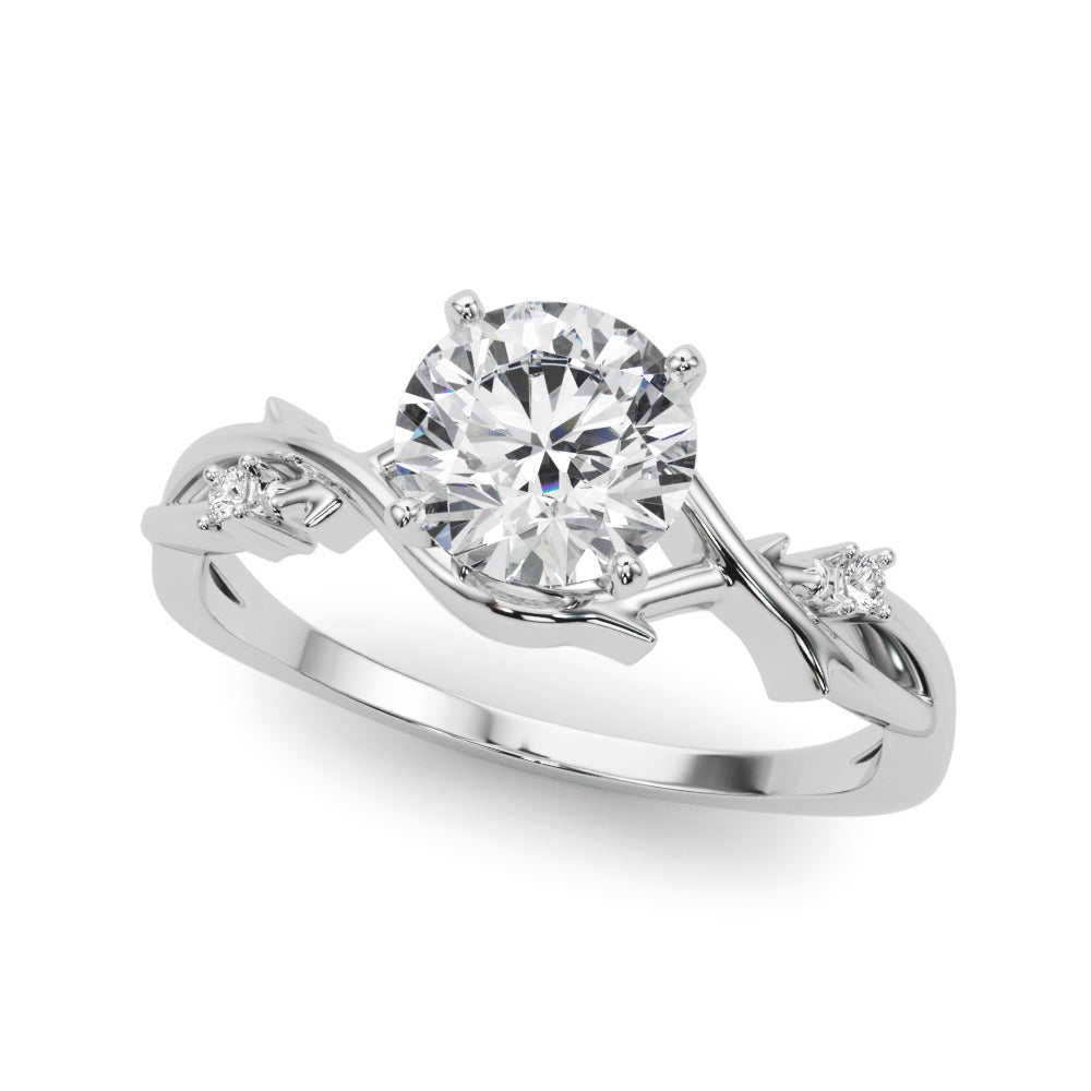 14K White Gold Engagement Rings With 0.02 TCW Diamond (SI1-SI2, G-H)