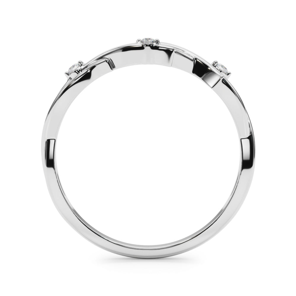 14K White Gold Wedding Band With 0.03 TCW Diamond (SI1-SI2, G-H)