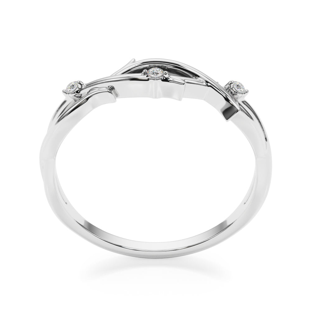 14K White Gold Wedding Band With 0.03 TCW Diamond (SI1-SI2, G-H)