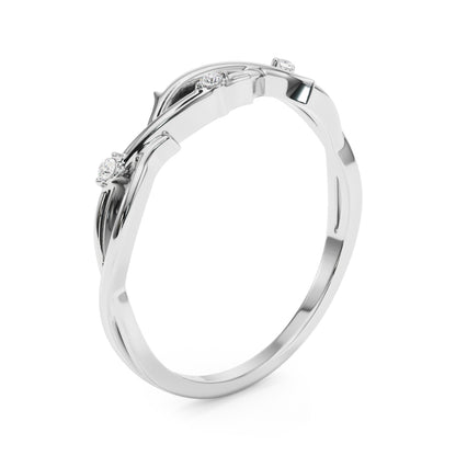 14K White Gold Wedding Band With 0.03 TCW Diamond (SI1-SI2, G-H)