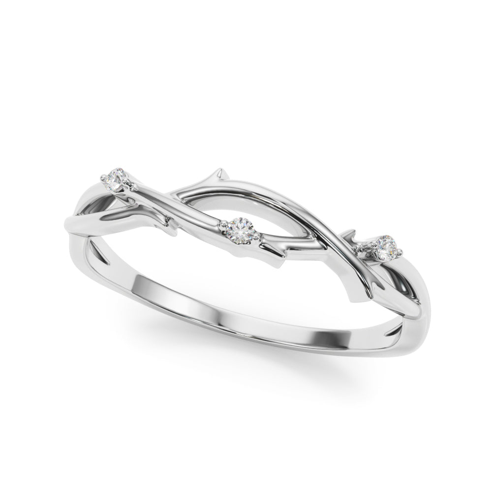 14K White Gold Wedding Band With 0.03 TCW Diamond (SI1-SI2, G-H)