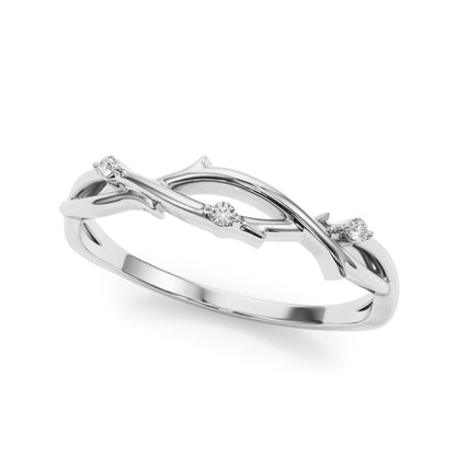 14K White Gold Wedding Band With 0.03 TCW Diamond (SI1-SI2, G-H)