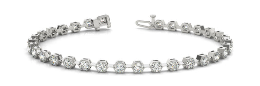 14K White Gold Bracelet In Line Prong Set With 1.60 TCW Diamond (SI2, H-I)