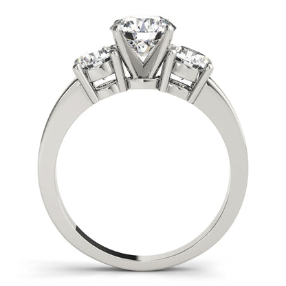 14K White Gold Engagement Rings 3 Stone Round With 1 TCW Diamond (I1, H-I)