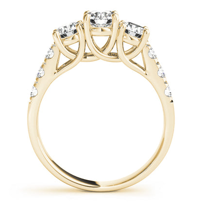 14K Yellow Gold 3 Stone Ring With 0.95 TCW Diamond (SI1-SI2, G-H)