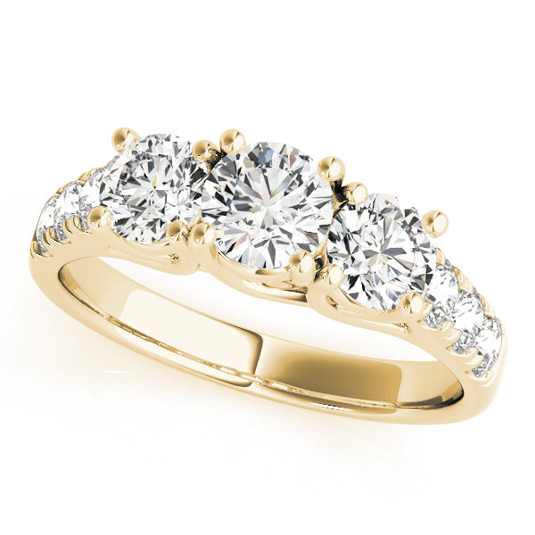 14K Yellow Gold 3 Stone Ring With 0.95 TCW Diamond (SI1-SI2, G-H)