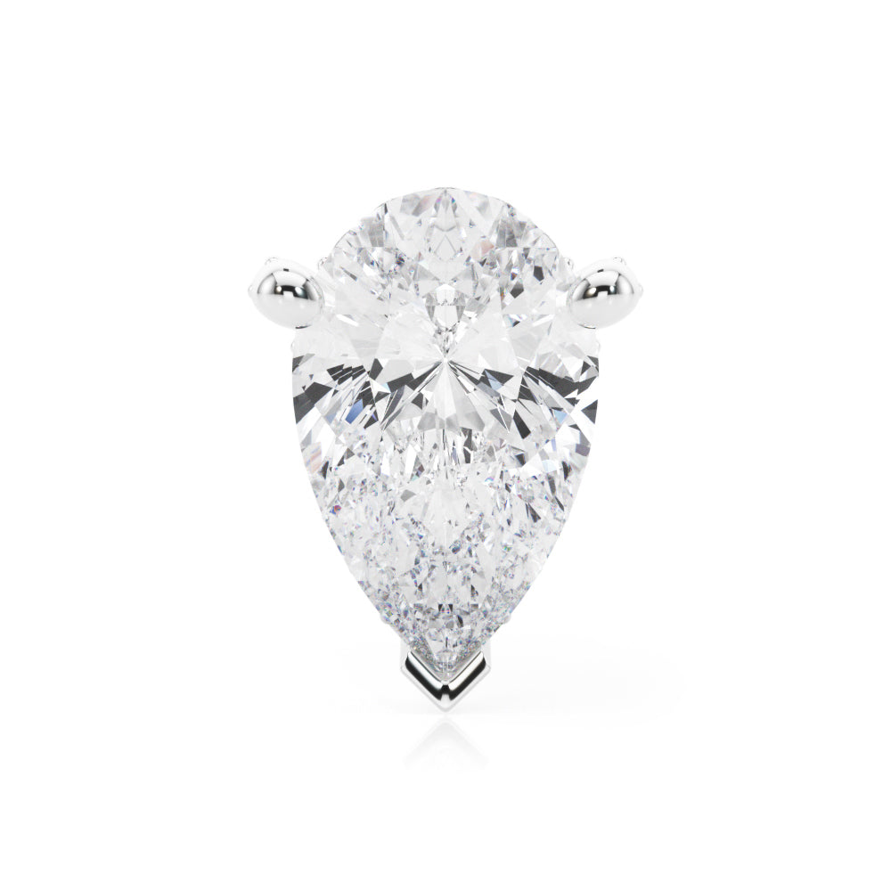 14K White Gold Hidden Halo Pear Center With 0.05 TCW Diamond (SI1-SI2, G-H)