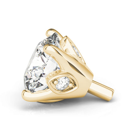 14K Yellow Gold 4 Prong Round Leaf Accent With 0.52 TCW Diamond (SI1-SI2, G-H)
