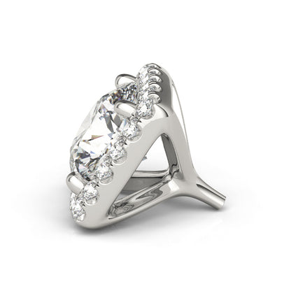 14K White Gold Round Center; Cushion Halo With 1.12 TCW Diamond (SI1-SI2, G-H)