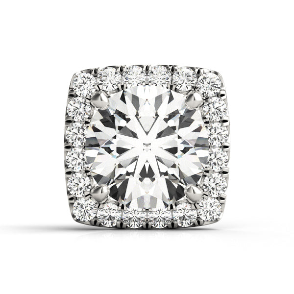 14K White Gold Round Center; Cushion Halo With 1.12 TCW Diamond (SI1-SI2, G-H)