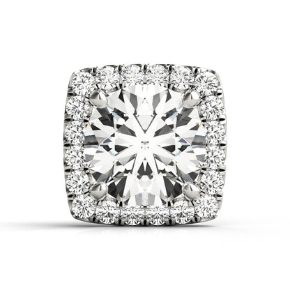 14K White Gold Round Center; Cushion Halo With 0.33 TCW Diamond (SI1-SI2, G-H)