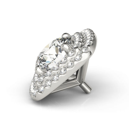 14K White Gold Rd Center; Cushion Double Halo With 0.74 TCW Diamond (SI1-SI2, G-H)