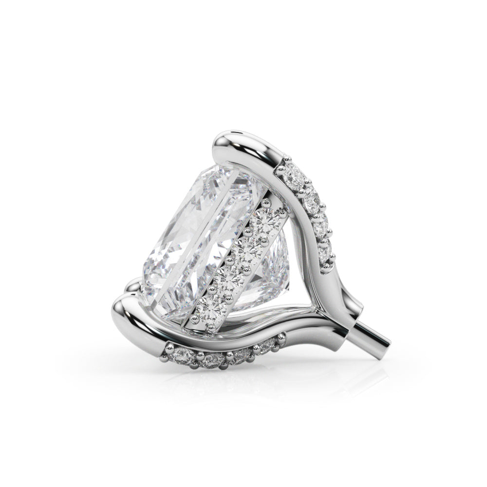 14K White Gold 4 Prong Princess Cut Hidden Halo Head With 0.38 TCW Diamond (SI1-SI2, G-H)