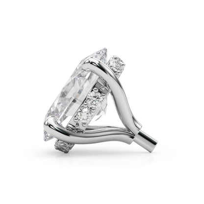 14K White Gold Hidden Halo Head Oval With 0.05 TCW Diamond (SI1-SI2, G-H)