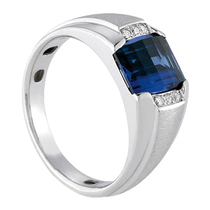 14K White Gold Gents Ring Color With 0.06 TCW Diamond (SI2, H-I)