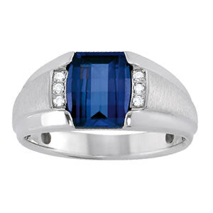 14K White Gold Gents Ring Color With 0.06 TCW Diamond (SI2, H-I)