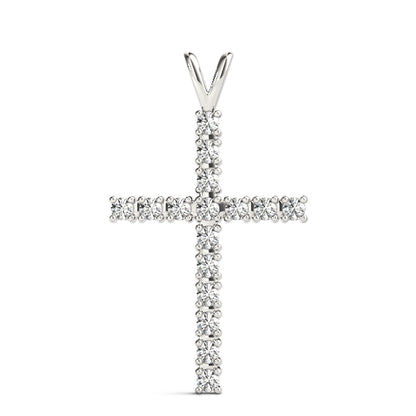14K White Gold Pendants Religious Crosses With 0.48 TCW Diamond (SI2, H-I)