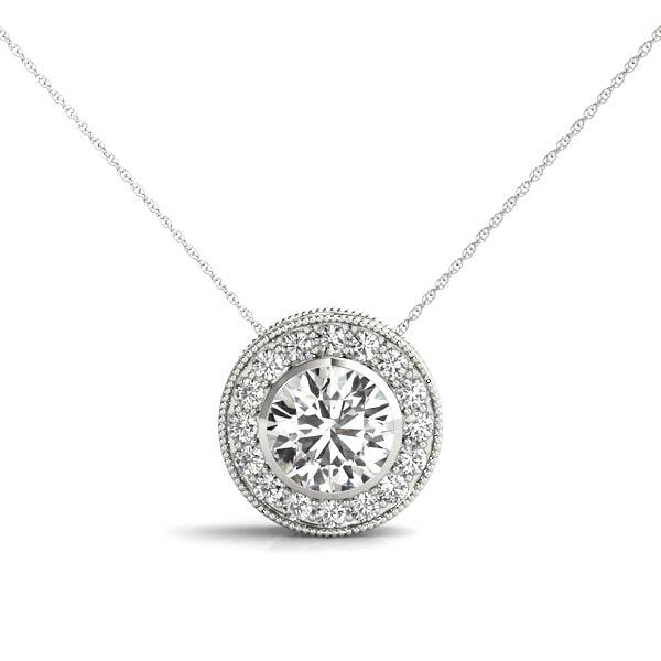 14K White Gold Pendants Halo With 0.61 TCW Diamond (SI2, H-I)