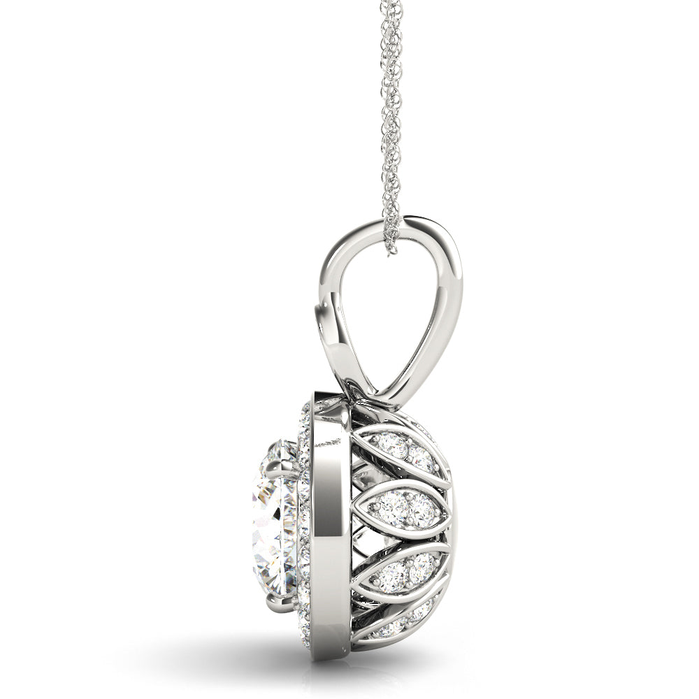 14K White Gold Pendants Halo With 1.25 TCW Diamond (SI2, H-I)