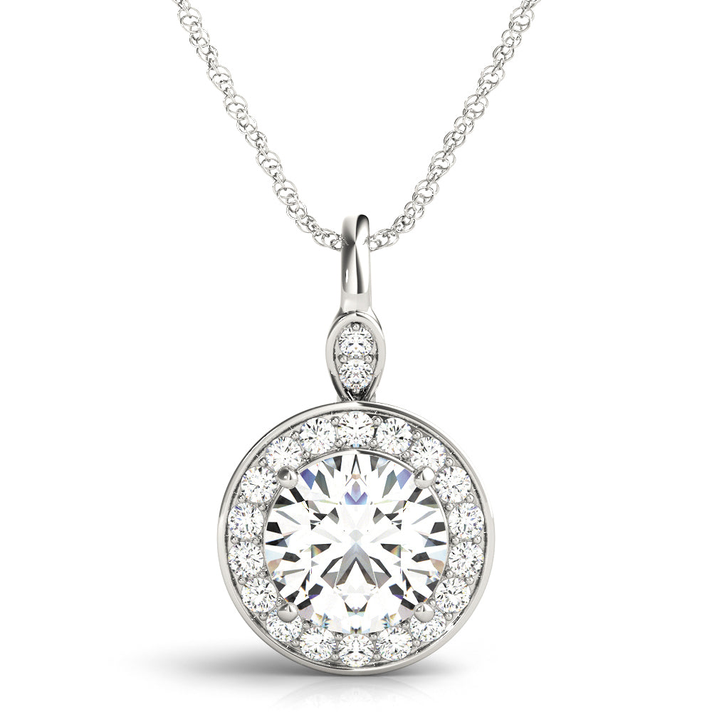 14K White Gold Pendants Halo With 1.25 TCW Diamond (SI2, H-I)