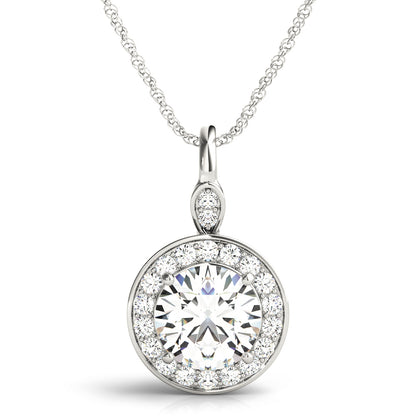 14K White Gold Pendants Halo With 1.25 TCW Diamond (SI2, H-I)