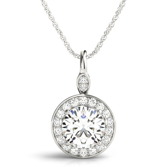 14K White Gold Pendants Halo With 1.25 TCW Diamond (SI2, H-I)
