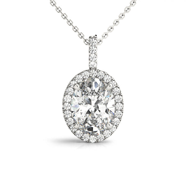 14K White Gold Pendants Halo With 2.14 TCW Diamond (SI1, G)